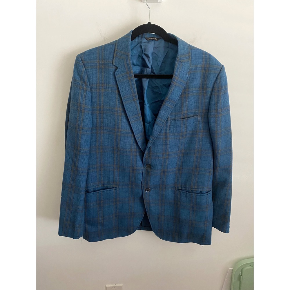 Vintage Towncraft Penneys Blue Plaid Blazer Sport Coat Mens 40 Union‎ Made USA